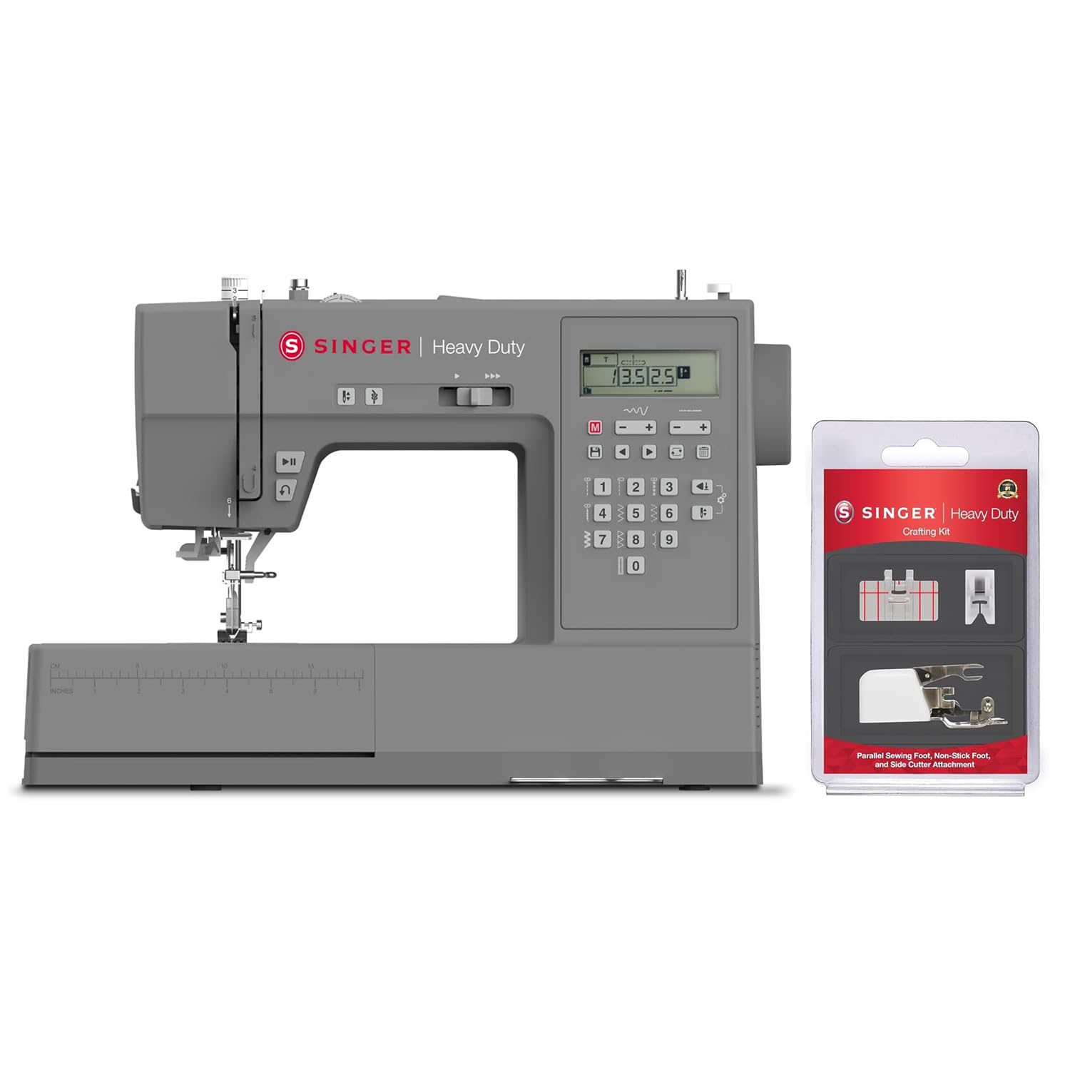 SINGER | HD6700C Electronic Heavy Duty Sewing Machine with 411 Stitch Applications - Sewing Made Easy + SINGER Heavy Duty Presser Feet Kit