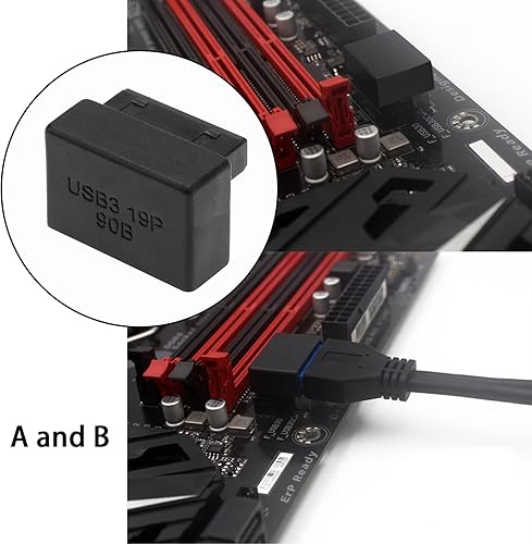 Miniatura 2 de eMagTech 2 adaptadores USB 3.0 de 1920 pines de 90 grados macho a hembra, enchufe de ángulo recto en L para placa base de computadora (1 ángulo