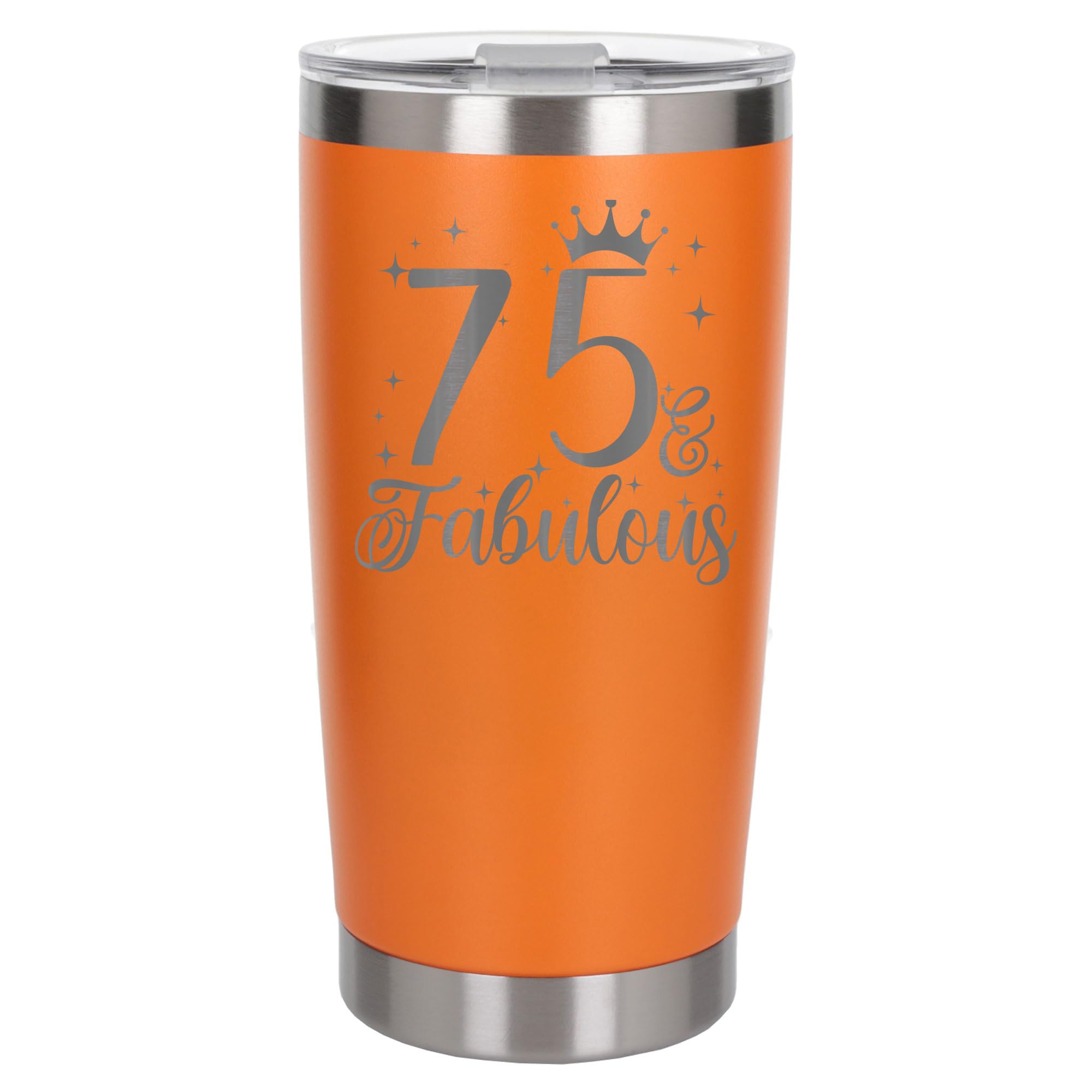 Always Looking Good 75th Birthday Gift 75 & Fabulous Engraved Insulated Travel Mug Gift for Her Present for 75 Year Old Orange Thermal Coffee Flask Travel Mugs with Lids
