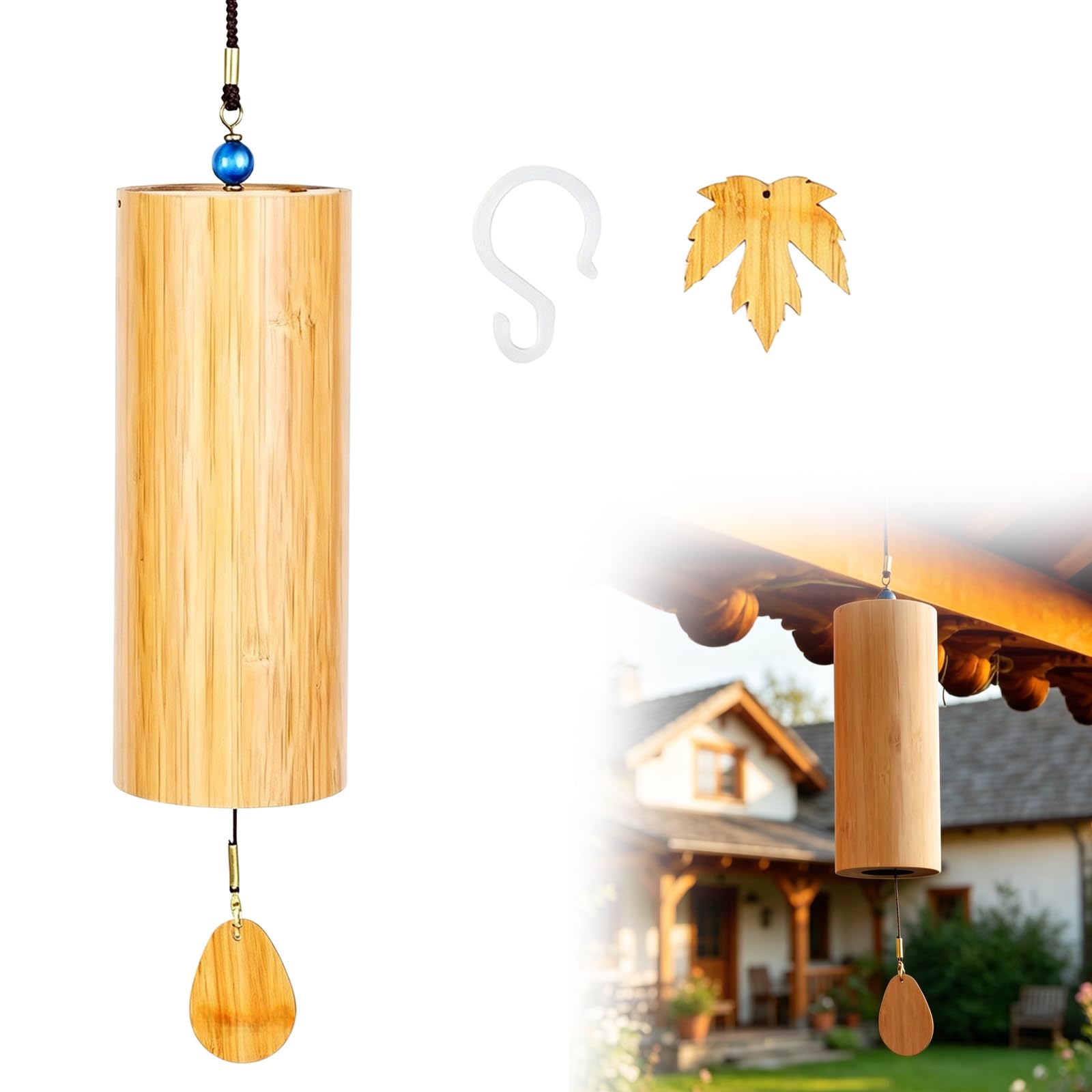 Campanello a vento in bambù giapponese Zen, campanelli a vento in bambù, per meditazione di guarigione del suono, per esterni, yoga, meditazione, giardino, terrazza, balcone