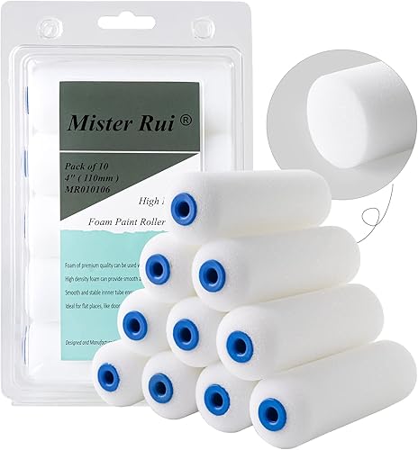 Miniatura 7 de Mister Rui Paquete de 30 cubiertas de rodillo de espuma para pintura, rodillo de esponja pequeño de 4 pulgadas, espuma de alta densidad que aporta