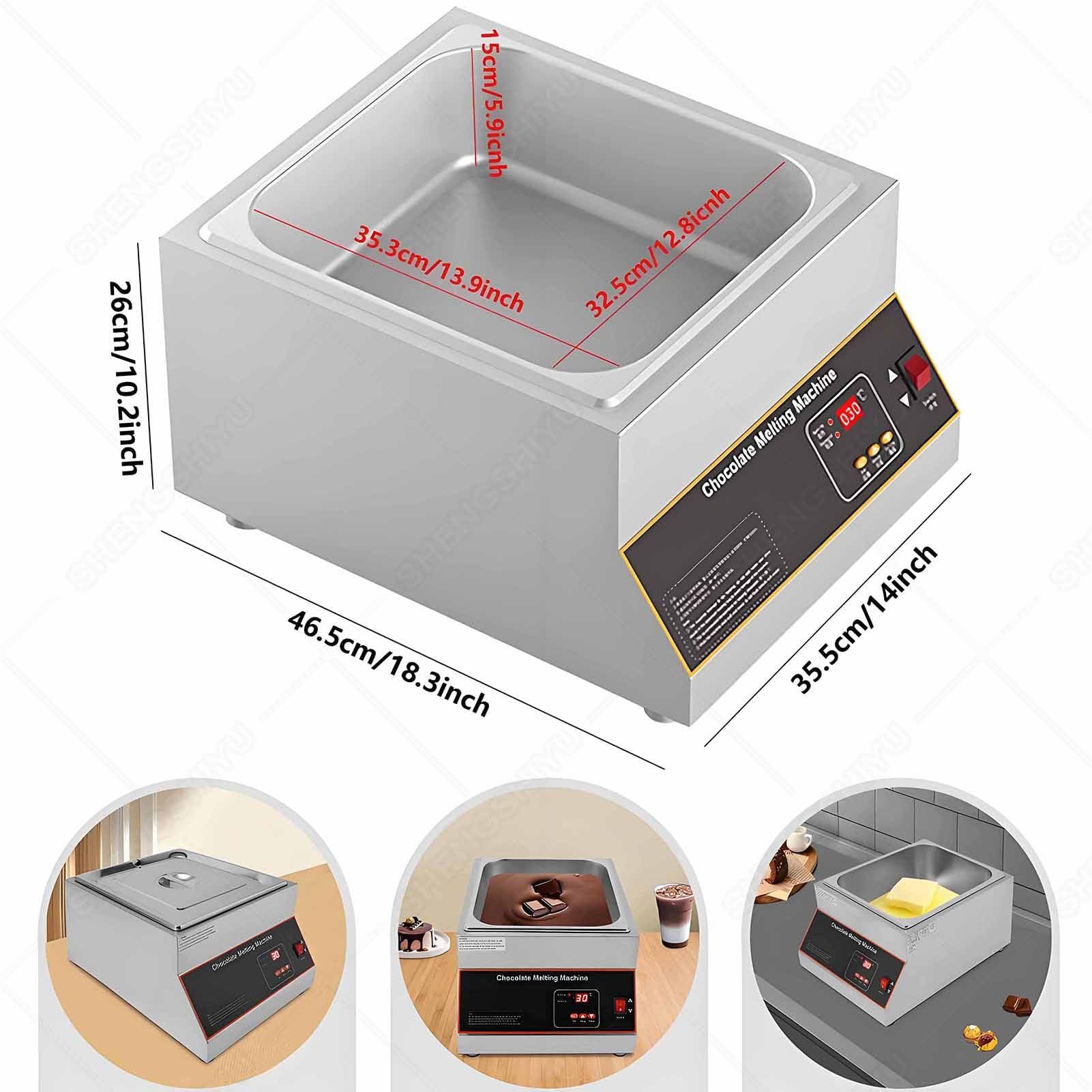 Temperatrice Cioccolato,Non Richiede Acqua,Controllo Temperatura Preciso 0~95℃,Riscaldamento Uniforme,Pentola Interna in Acciaio Inossidabile,Cioccolato da Sciogliere 1Pot