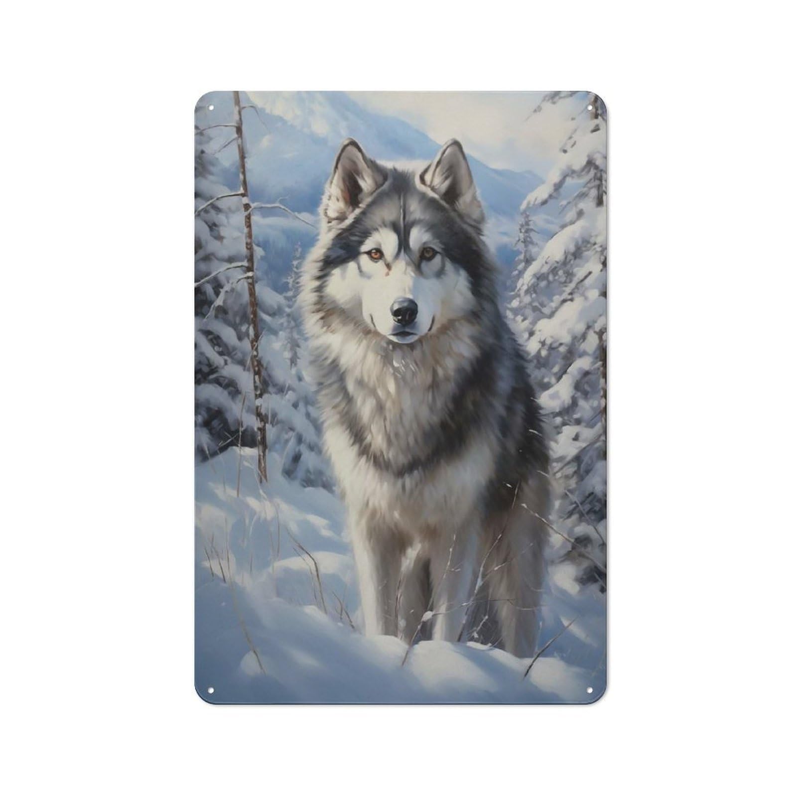 Junmoney Style-10 Alaskan Malamute Vintage Printed Metal Sign 30X20cm For Living Room Wall, For Vintage Wall Decor Fans, For Themed Room Decoration