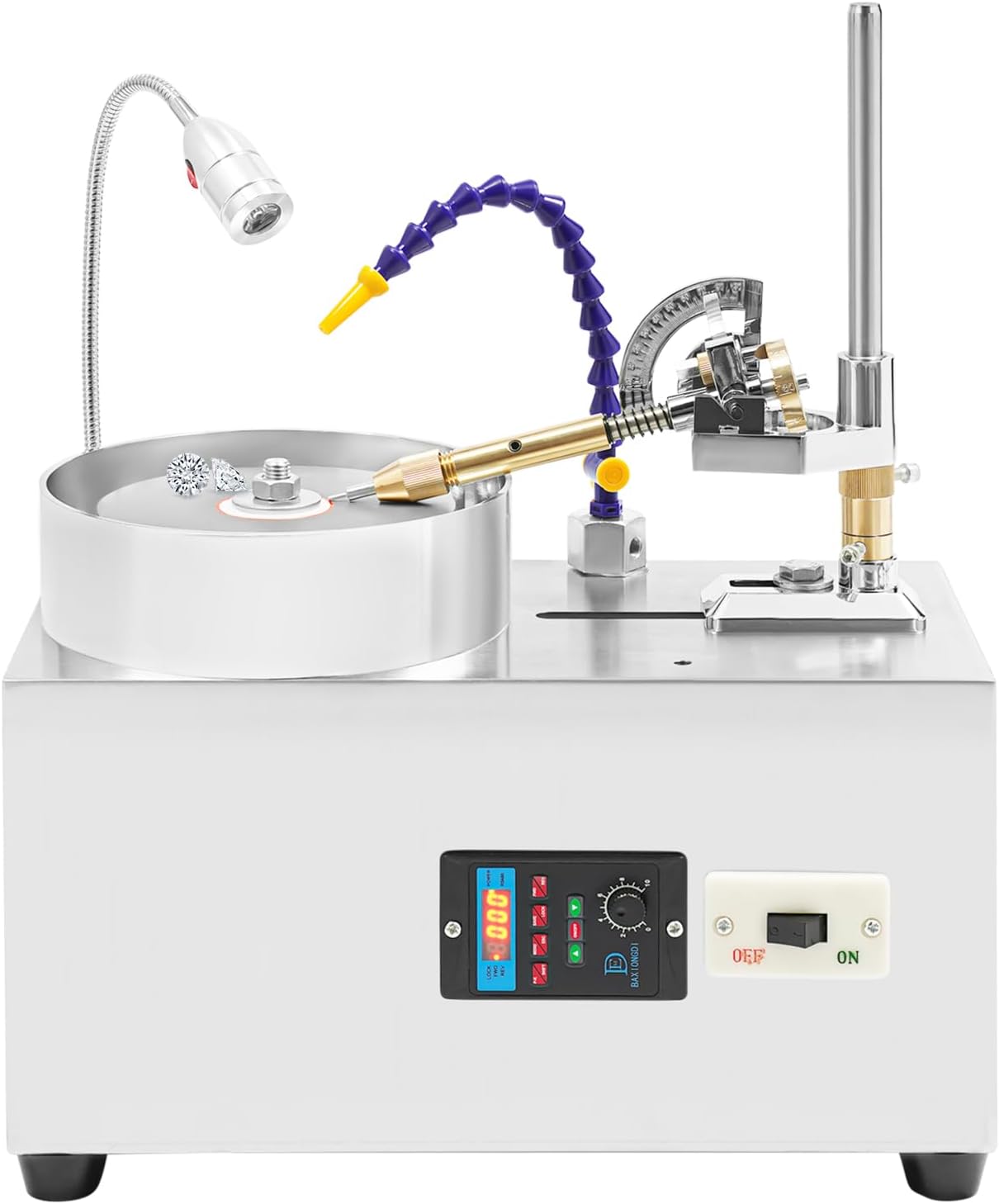 Gem Faceting Machine, 180W Jade Grinding Polishing Machine with Precise Mechanical Manipulator & Scale, 2800RPM Adjustable Speed Rock Jewel Angle Polisher for Gem Jade Stone Crystal Glass