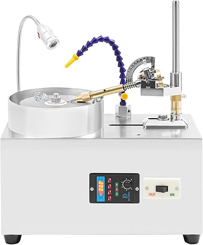 Máquina facetadora de gemas, máquina pulidora de pulido de jade de 180 W, velocidad giratoria ajustable de 0-3000 RPM, pulidor de joyas digital