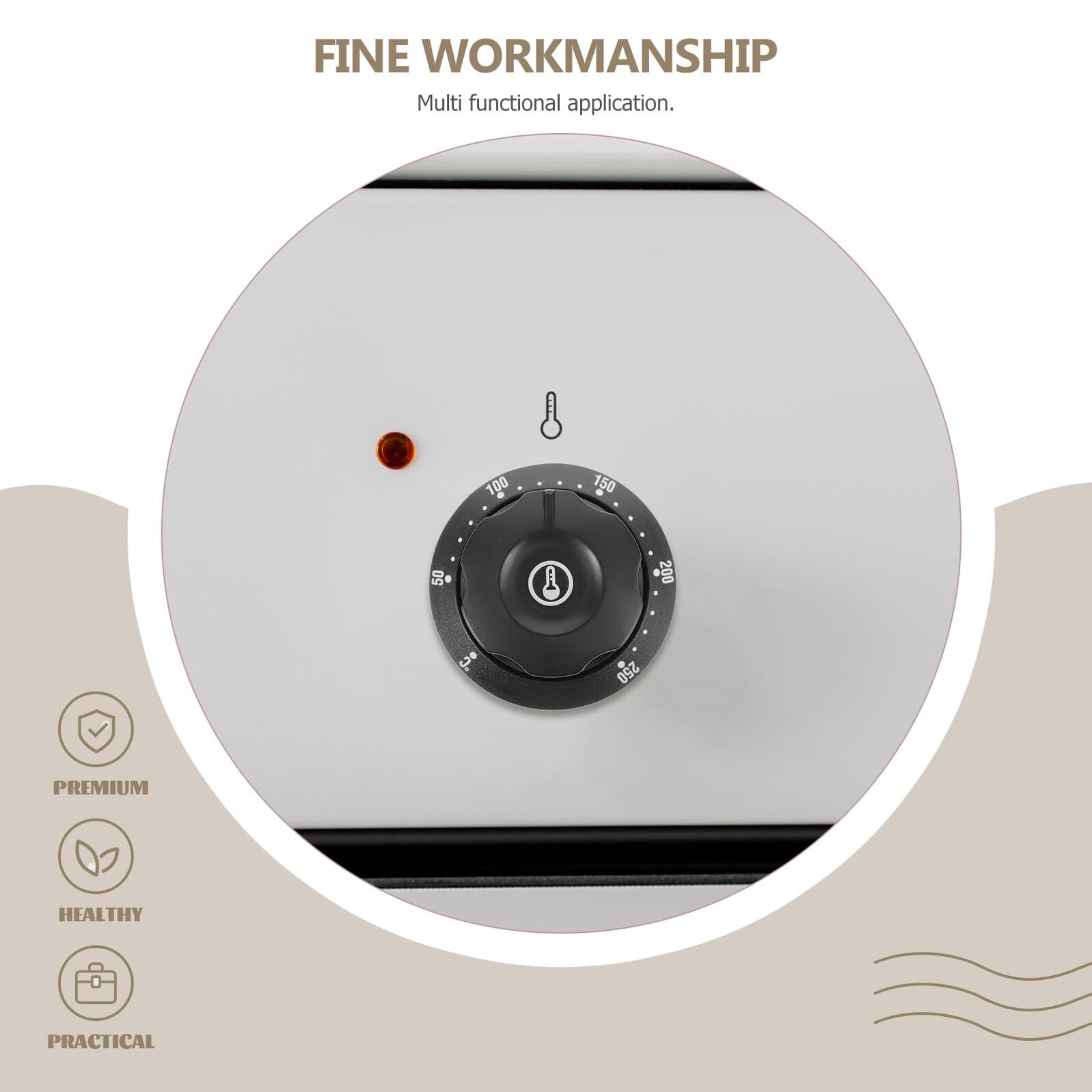 Tapa de Perilla para Termostato de Horno Eléctrico Plástico 50-250 ℃ | Compatible Freidoras Térmicas, Diámetro Interior 42mm, Orificio 6mm, Agarre Cómodo, Instalación Fácil