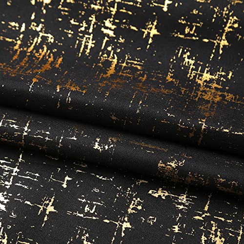 Taisier Home Gold Foil Print Linen Textured Curtains Geometric Dots Pattern Design Curtains Nursery Bedroom Thermal Insulated Window Treatment 2 Panels 84" L,Black And Gold Curtains Print #TOP5
