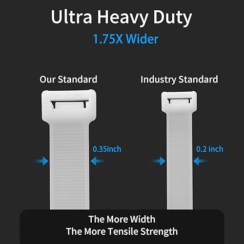 Miniatura 10 de Bridas negras de 48 pulgadas para cables resistentes, paquete de 50 unidades, 200 libras, ultra exclusivas, bridas de plástico fuertes, bridas