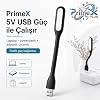 PrimeX PX-40 Siyah USB LED Aydınlatma, Esnek Gövdeli Taşınabilir USB Lamba, Güçlendirilmiş Beyaz Işık, Laptop Notebook Powerbank PC İçin Tak Çalıştır Mini USB Led Okuma Lambası