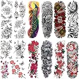 Aresvns Full Arm Temporary Tattoo Flowers for Women 16 Sheets, Spring Sleeve Tattoos For Teen Girls