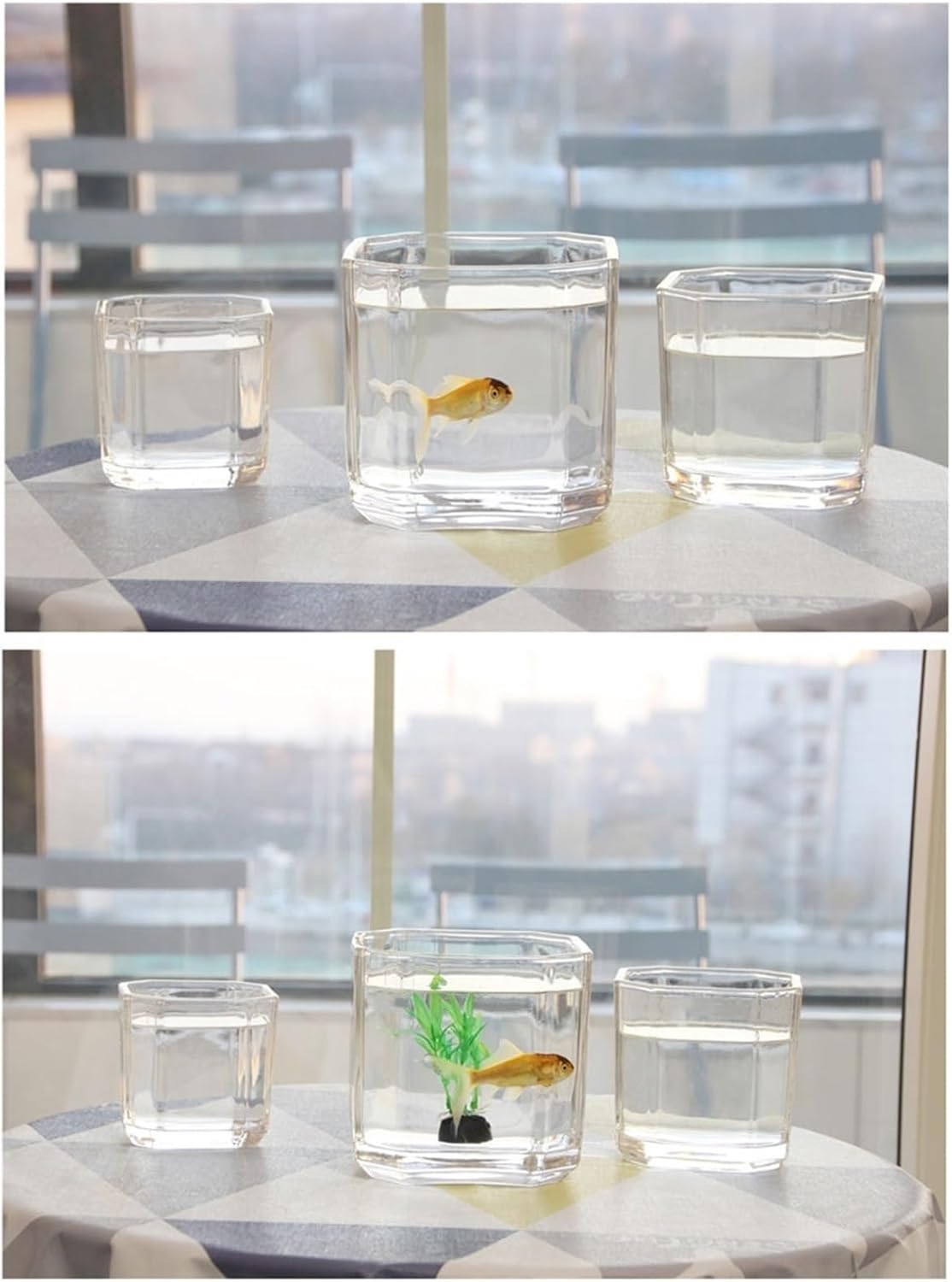 Aquarium Thickened Glass Simple Square Fish Tank, Transparent Fish Tank, Small Turtle Tank, Ornamental Fish Tank, Turtle Aquarium, Office and Home Fish Aquarium(S
