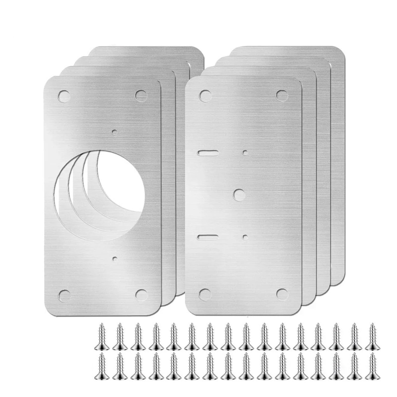 Meytxoa 4Pairs(8Pcs) Hinge Repair Plate 20/2Pcs Stainless Steel Hinge Fixing Plate Kit Cabinet Door Repair Bracket With Mounting Screw For Kitchen Furniture(4Pairs(8Pcs))