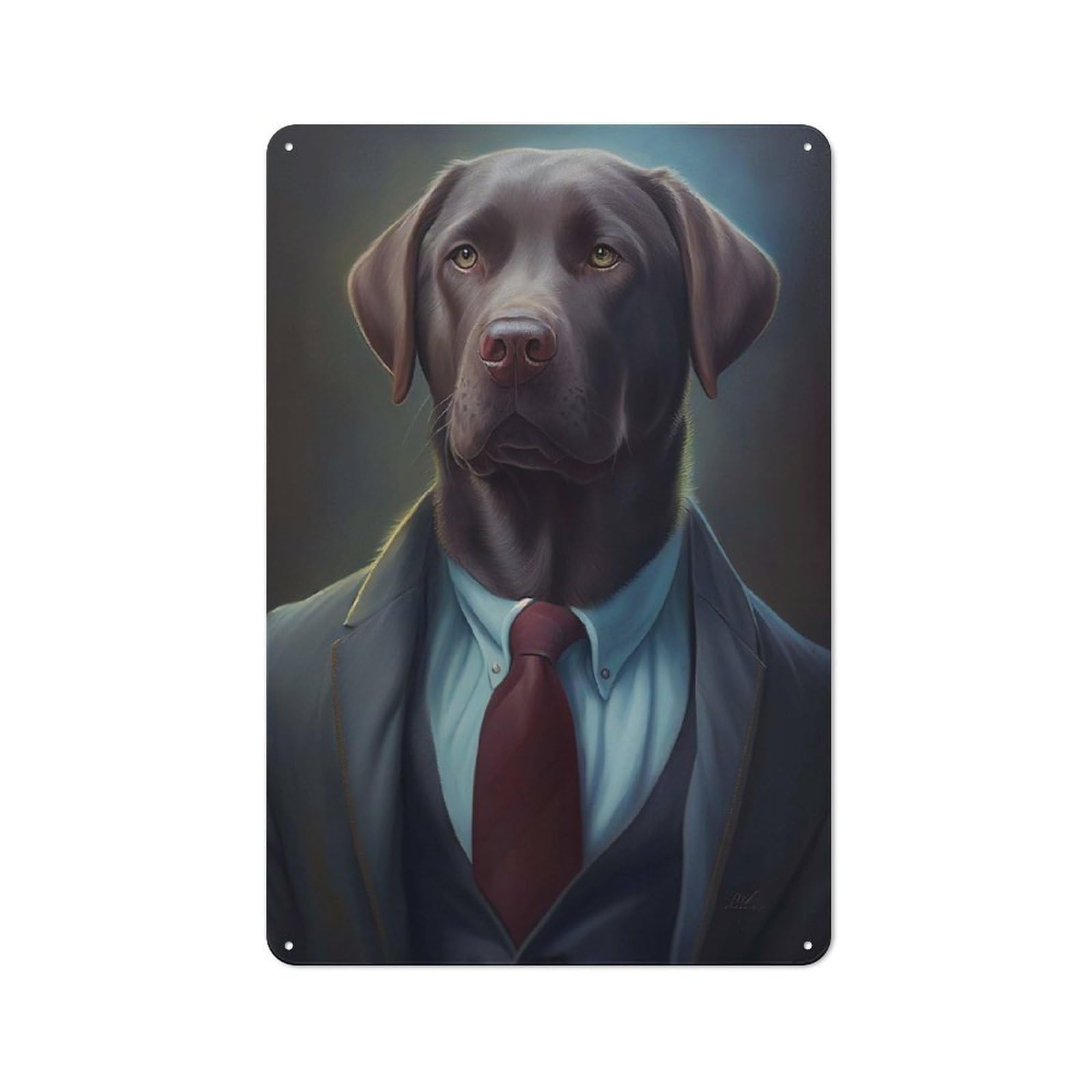Junmoney Labrador Retrieve Dog Suit Retro Metal Wall Sign 30X20cm For Home Office Or Studio, Winter Wall Decor For Home Office Decor Fans