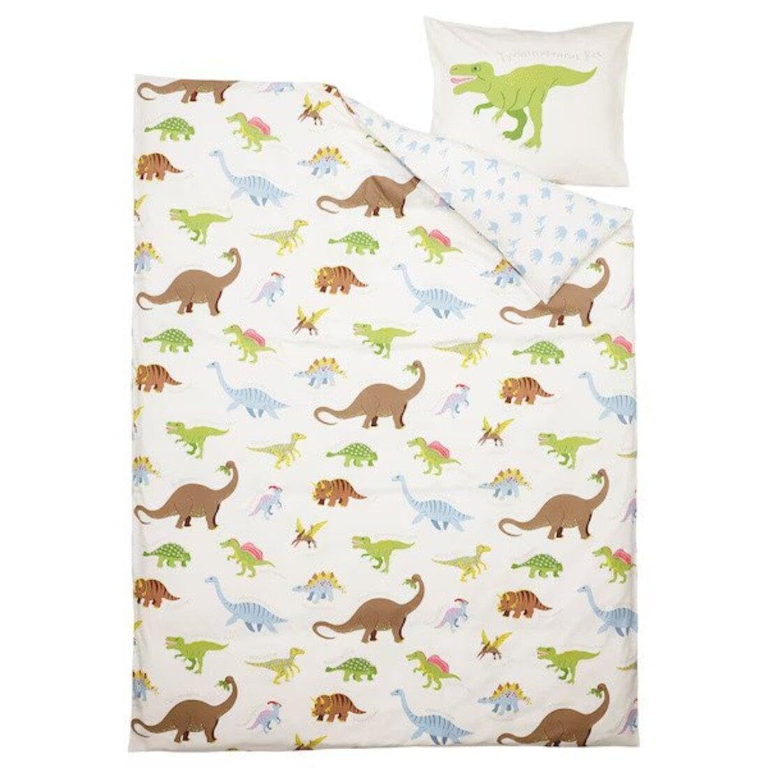 Ikea JÄTTELIK Duvet Cover and Pillowcase, Dinosaurs/White, 150x200/50x80 cm (59x79/20x32) 1