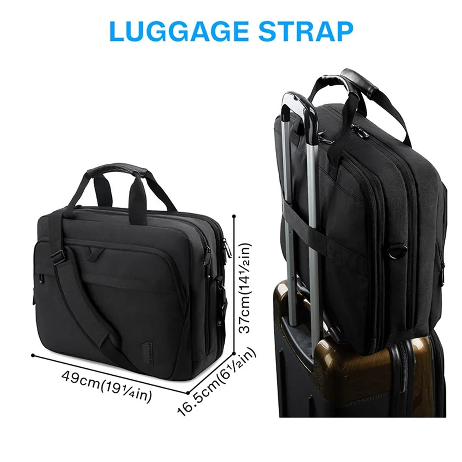 Borsa for laptop da 17,3 pollici, borsa for computer espandibile, grande capacità, borsa a tracolla for laptop da uomo e da donna, for viaggi d'affari
