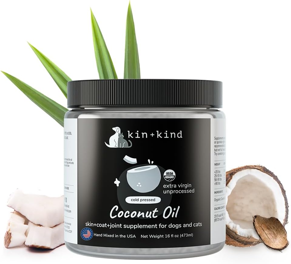Organic Coconut Oil for Dogs & Cats โ Natural Pet Supplement for Healthy Skin, Coat & Paws โ Cold Pressed Extra Virgin Coconut Oil โ Dog Nose Balm for Itchy Skin & Dry Noses โ 16 fl oz Large