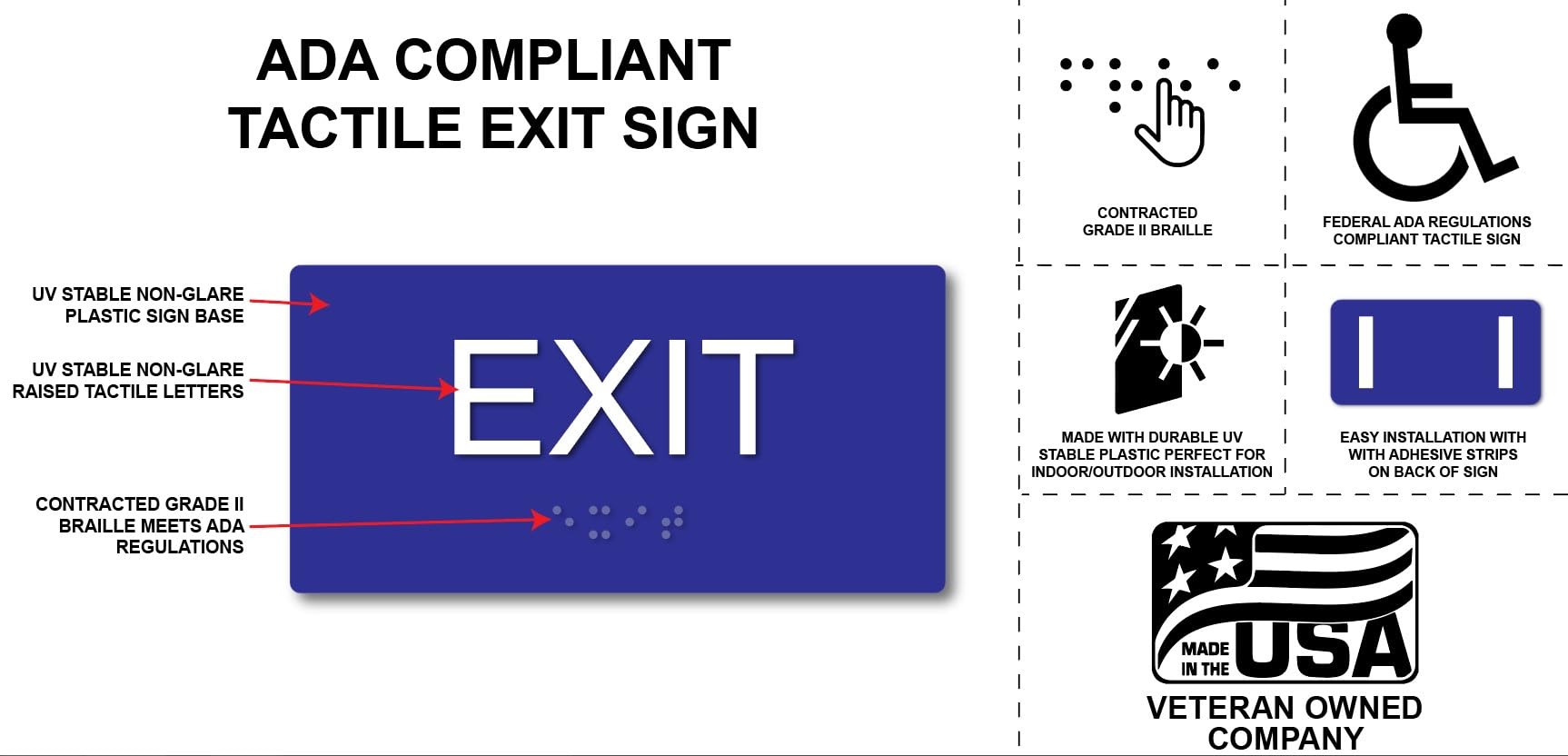 Blue Tactile Exit Sign