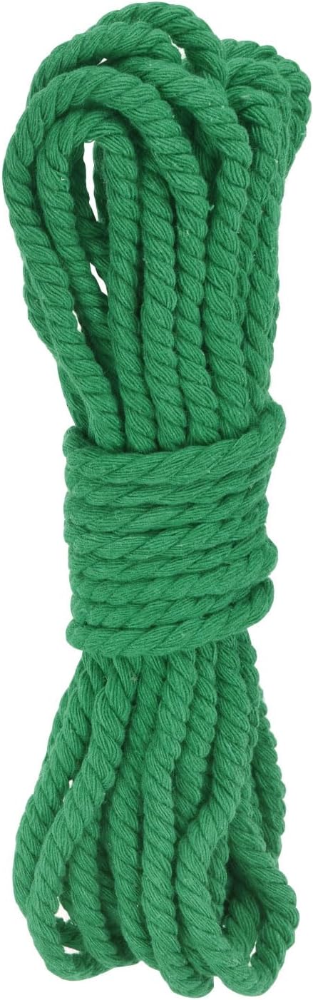 0.3 Inch 25 Feet Macrame Cord, Cotton Cord Rope String 3 Strands Twisted Braided Thick Macrame Cord [for Crafts Wall Plant Hangers] - Grass Green
