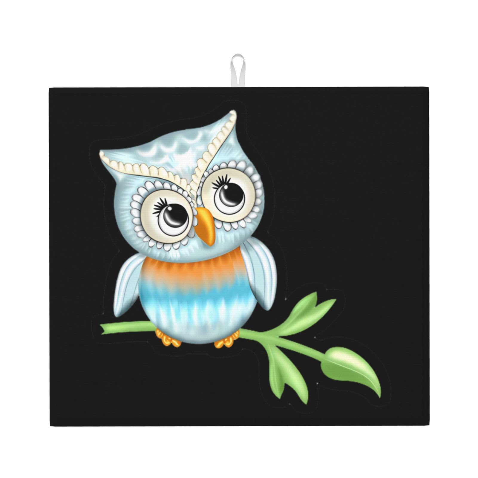 YYHWHJDE Cute Owl Prints Kitchen Drying Mat – Absorbent Microfiber Throw for Dishes, Non-Slip Counter Cover, Quick-Dry Layer with Durable Construction