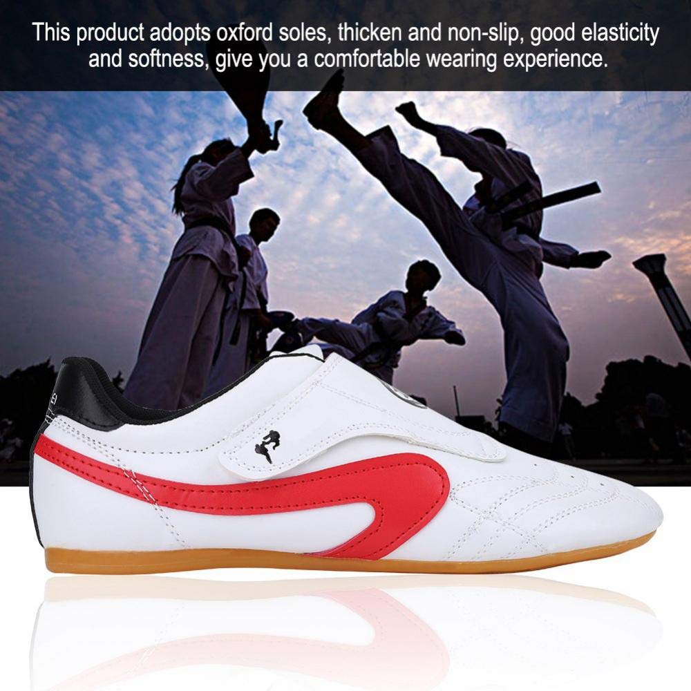 Dilwe Taekwondo Schuhe aus PU-Leder, Kampfsport Trainingsschuhe für Boxen, Kung Fu, Taichi, Größe 38, rutschfeste Oxford Sohle, Leicht und Weich