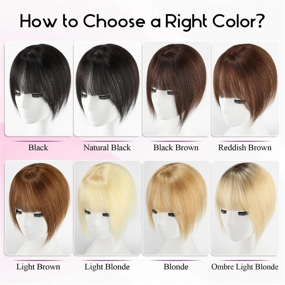 Körperpflege 10 Zoll Haarteile mit Pony, handgebundene Haarteile mit Spitzenbasis, Clip-In-Remy-Haare, Topper-Haarverlängerungen,Reddish Brown