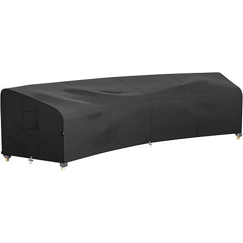 iBirdie Outdoor Sectional Cover for 190''Back 128" Front Curved Shaped Patio Sofa Waterproof Weatherproof 600D Heavy Duty Garden Furniture Cover Outside Sectional Couch Cover