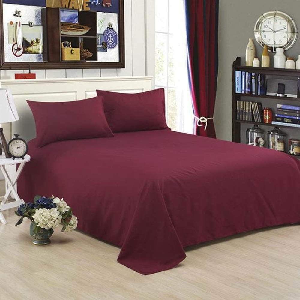 Linge de lit prestigieux drap plat bourgogne grand lit 250x230 haut de gamme