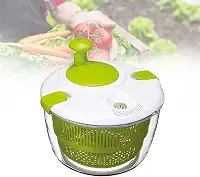 Girador de salada, secador giratório de vegetais de plástico de 5 l com alça de manivela e tampa de bloqueio inteligente, desidratador de salada multiuso, arruela manual de alface