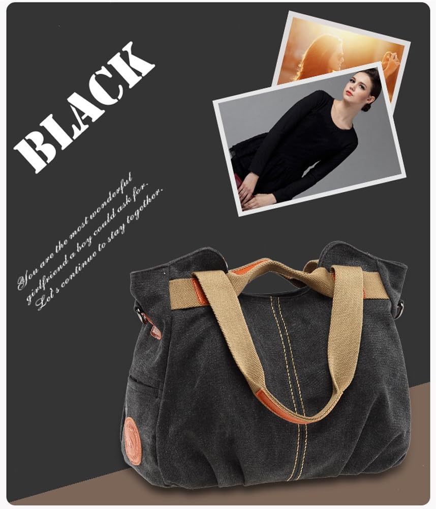 Women Ladies Bags Vintage Hobo Canvas Daily Purse Shoulder Tote Shopper Handbag | Vintage, Canvas, Daily - Image 7