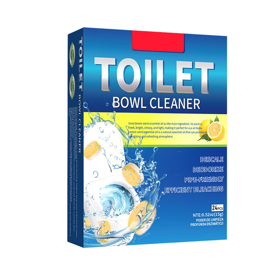 Pastiglie Anticalcare WC 24 Pezzi, Detergente Effervescente per Cassetta WC e Tazza, Pastiglie Pulizia WC con Bicarbonato, Rimuove Calcare Incrostazioni Macchie e Odori, Azione Rapida