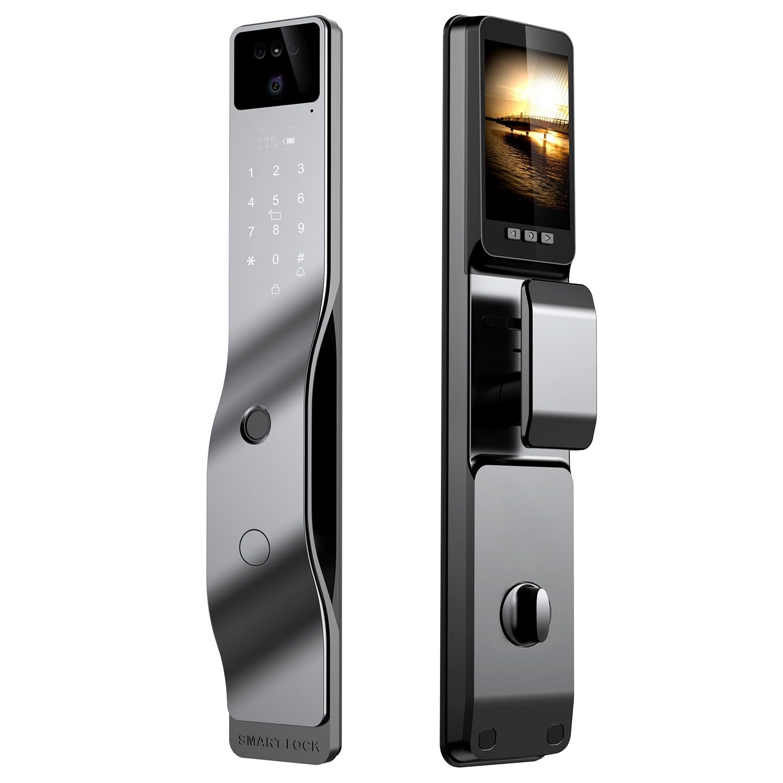 Smart Lock with Camera Keyless Entry Biometric Door Lock, Smart Locks for Front Door Ring Doorbell 3D Face Smart Door Lock with Security Camera Monitor, 7 Ways to Unlock The Door(no Lock)