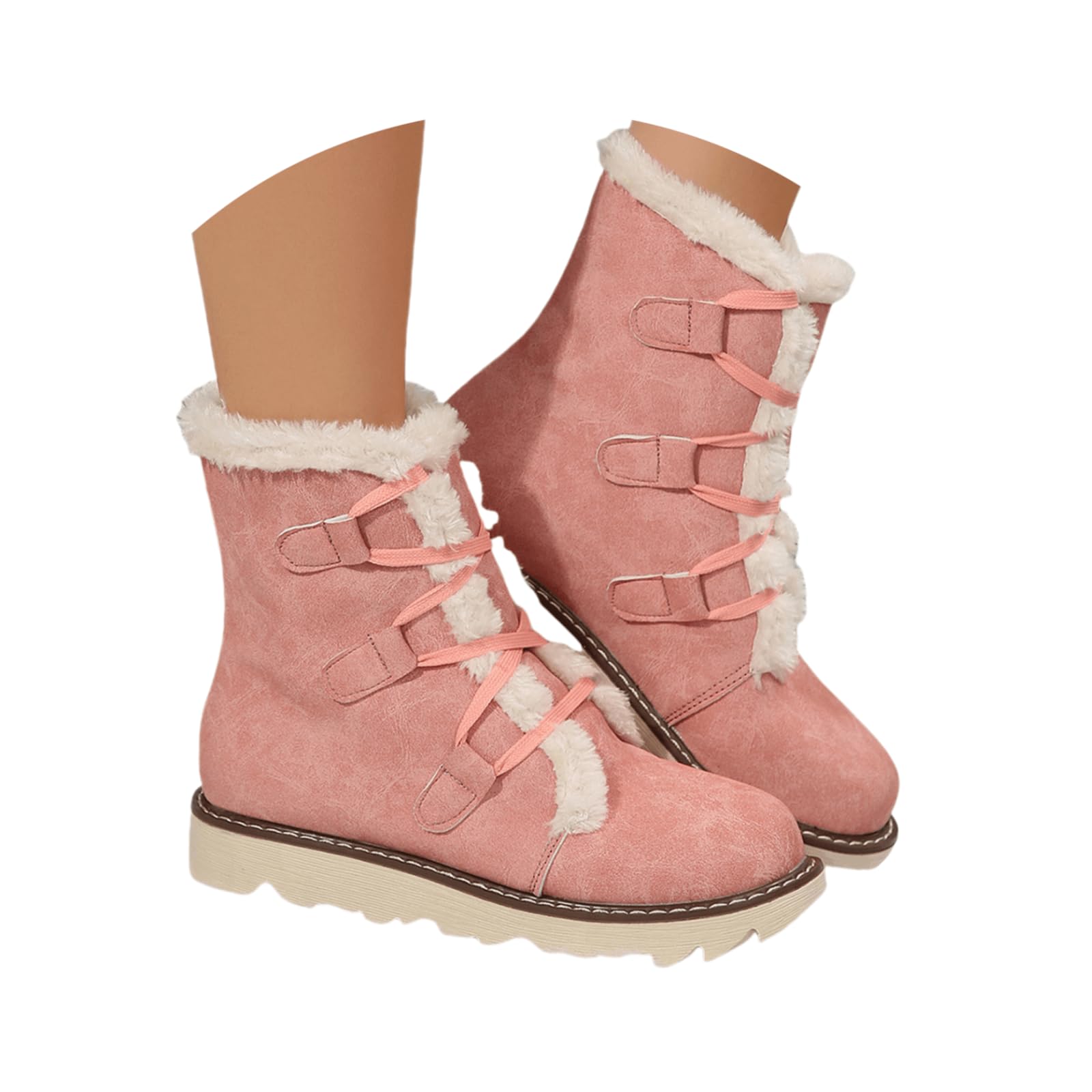 Winter Boots For Women Fashion Snow Boots Mid Calf Fur Lined Warm Outdoor Insulated Comfortable Short Ankle Booties
