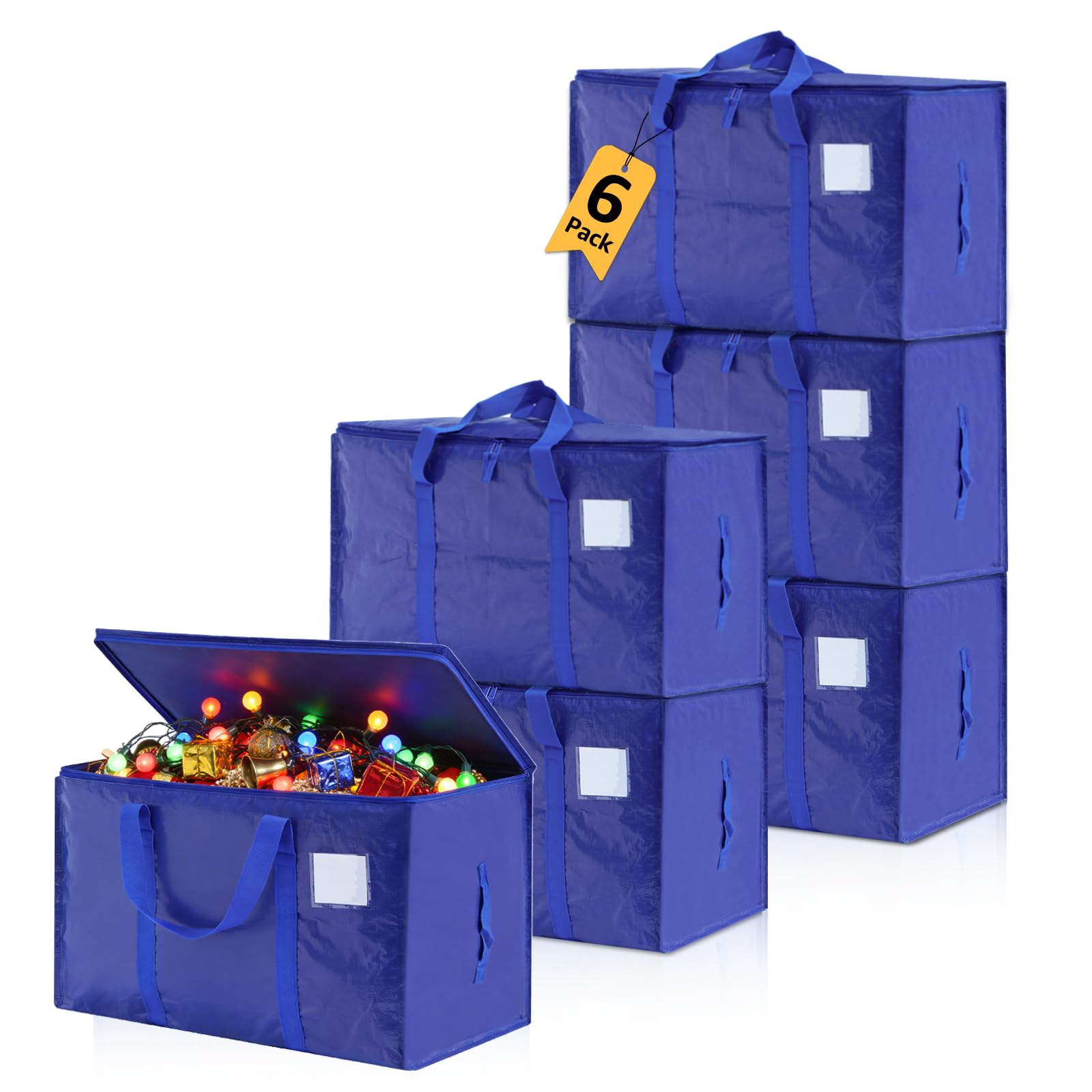 Moving Bags Heavy Duty Extra Large, Moving Boxes, Moving Supplies Essentials, Blue Storage Bins with Lids, Plastic Packing Totes, Storage Bags for Clothes with Handles & Zippers(Blue, 6 Pack)