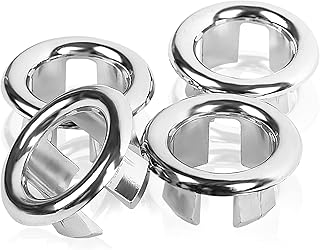 4 Pieces Mesh Sink Overflow cover, Bath overflow cover Kitchen Bathroom Basin Trim Sink Hole Overflow Drain Cap Cover Insert in Hole Spares (round)