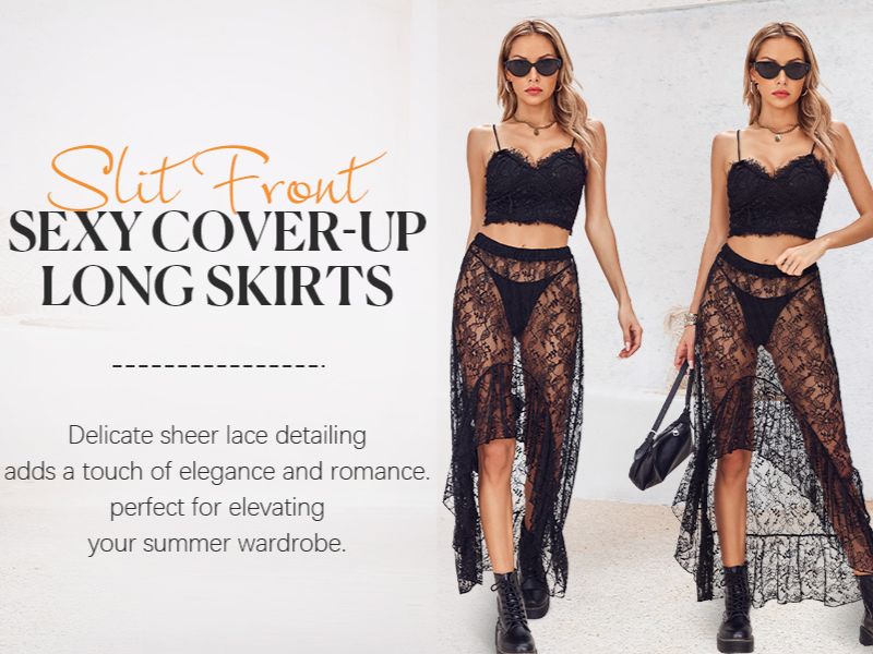 Cicy Bell Womens Lace Maxi Skirt Summer Festival Outfit Sexy Beach