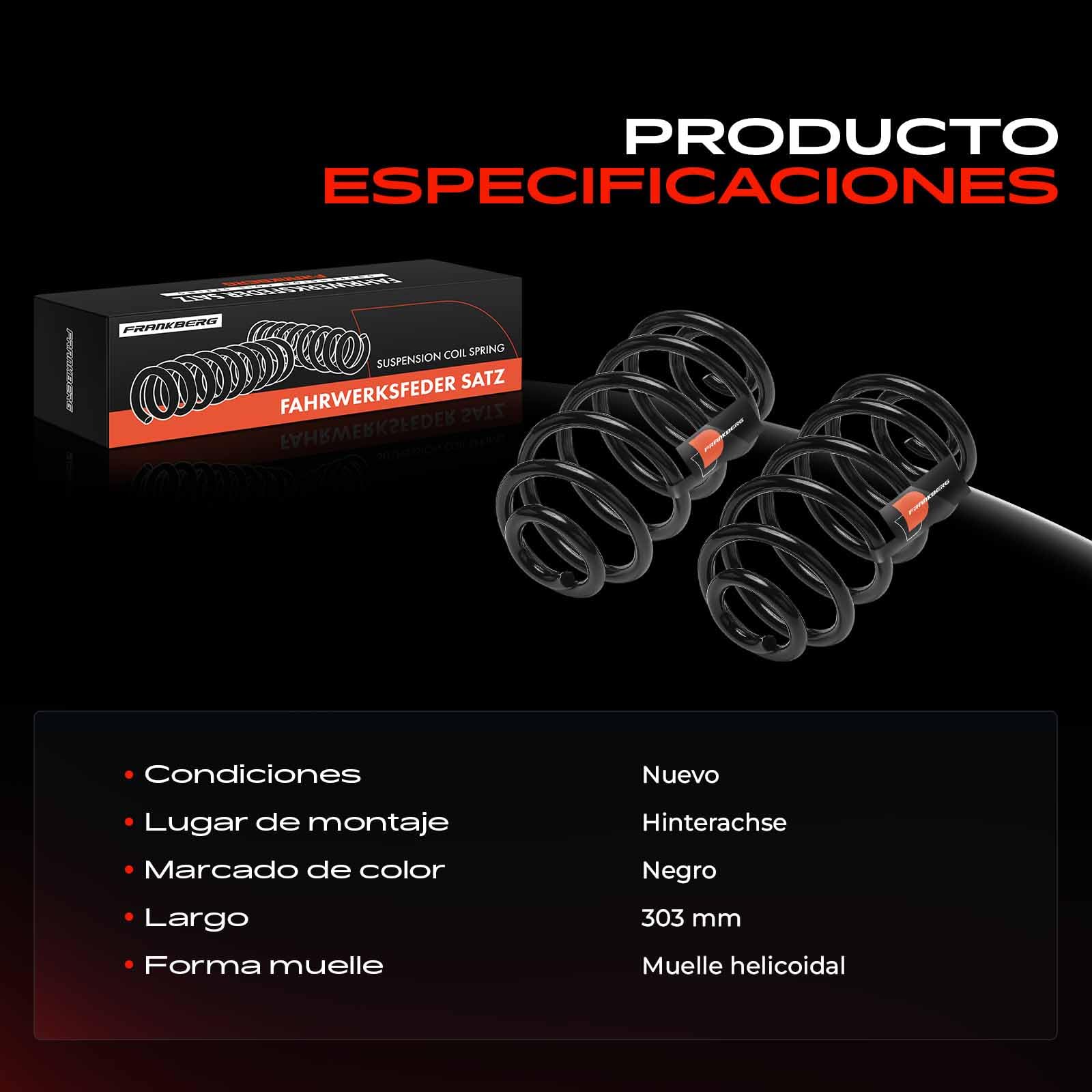 Frankberg muelles de suspensión eje trasero 93170490 | Compatible con: Caja combinada/MPV, Tour combinado
