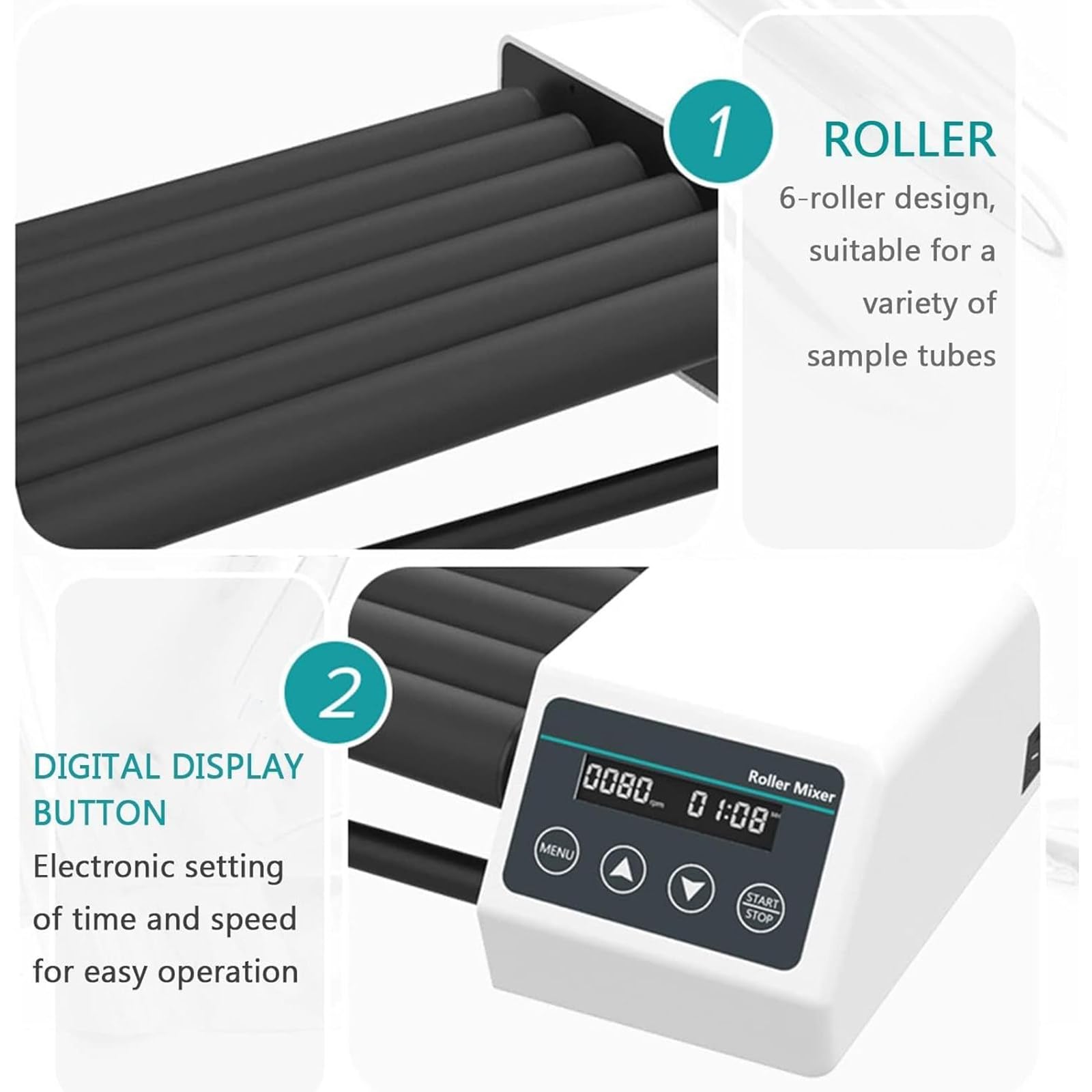Laborblutmischer, digitaler Analogrohr-Rollenmixer-Rohrmixer, 6 Walzen, einstellbare Geschwindigkeit bei 20-80 U/min
