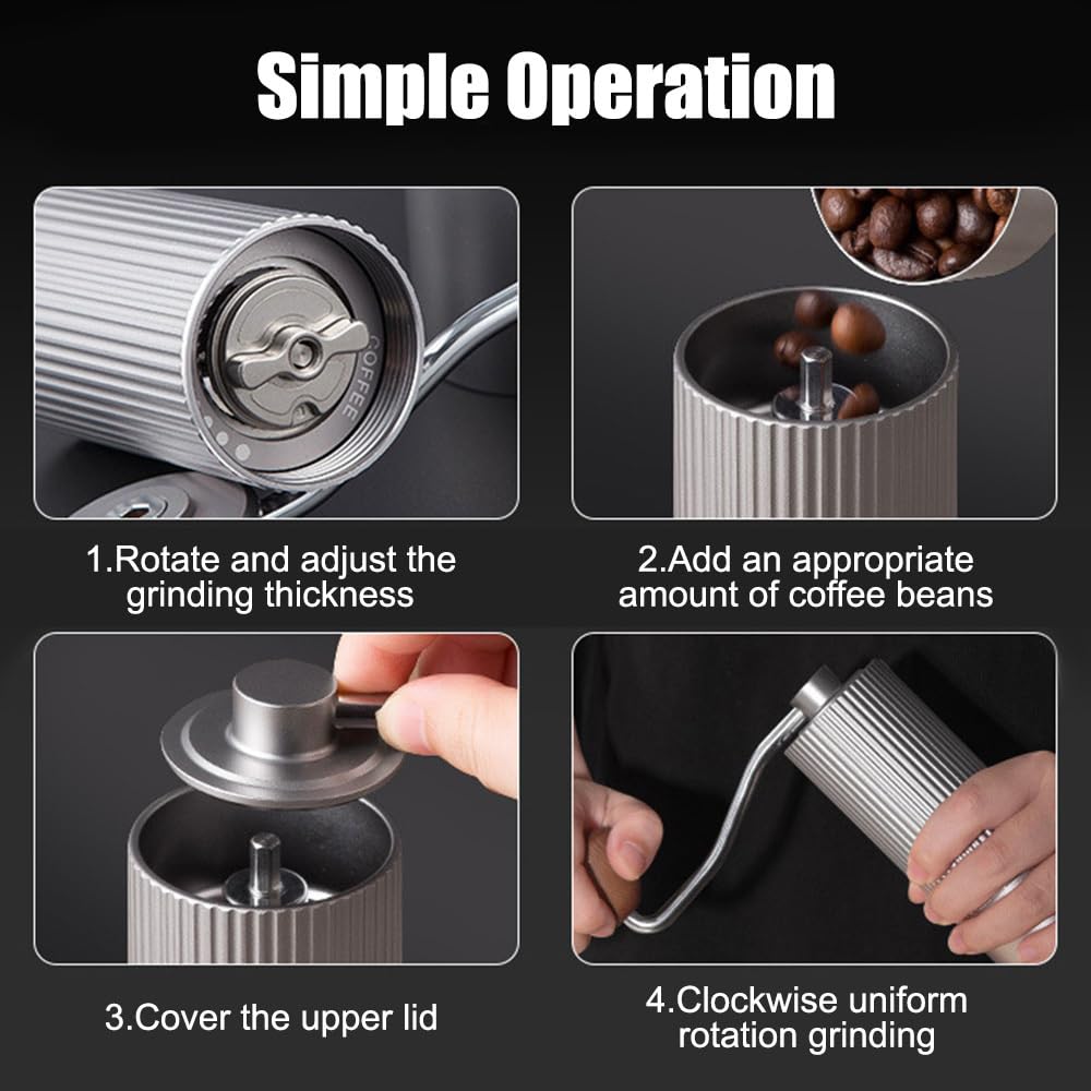 Molinillo de café manual, ajustable con mango, de acero inoxidable, para cafetera moka de prensa francesa