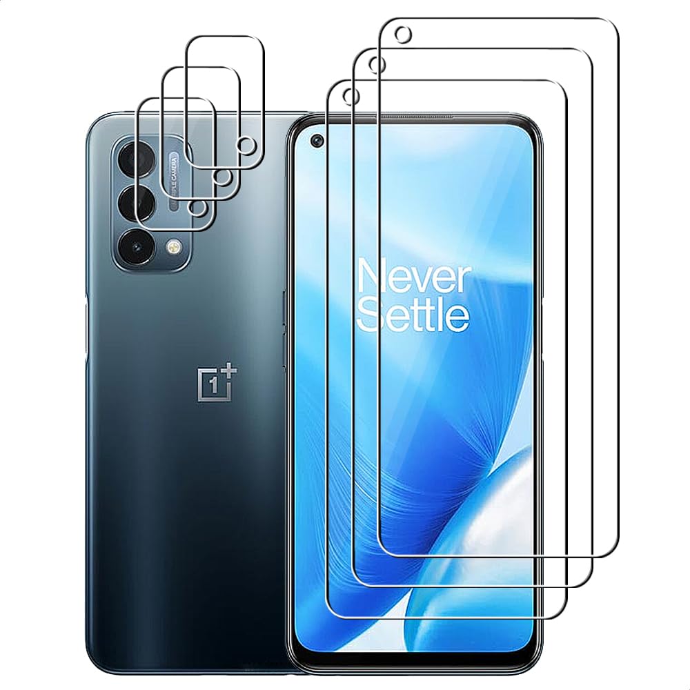 Displayschutzfolie für OnePlus Nord N200 5G Panzerglas mit Kameraobjektivschutz, Anti-Kratzer, HD Klar, 3 Stück