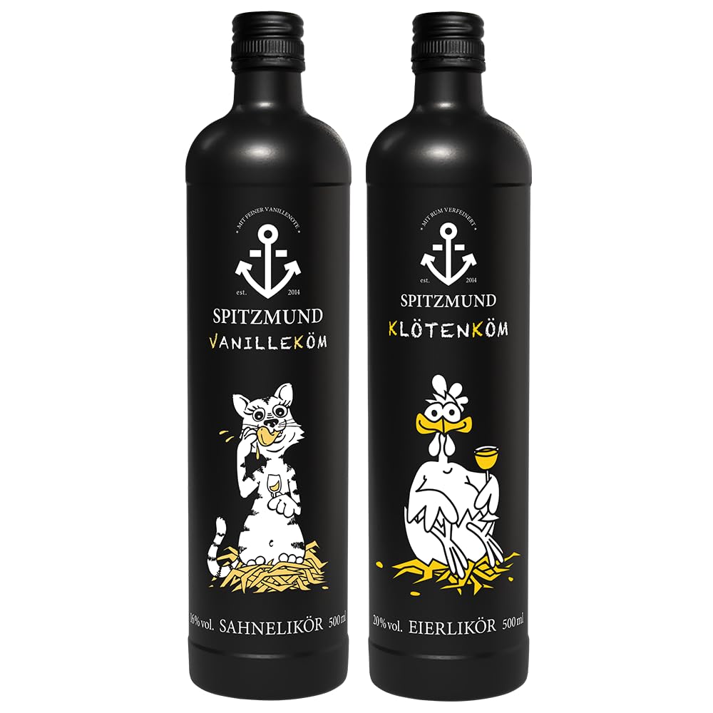 SPITZMUND Klötenköm & Vanilleköm Likör Set 2x500 ml | Eierlikör mit Jamaica-Rum & Sahnelikör mit feiner Vanille-Note | Cremiger Genuss zum Verschenken & Genießen | 20% & 16% Vol.