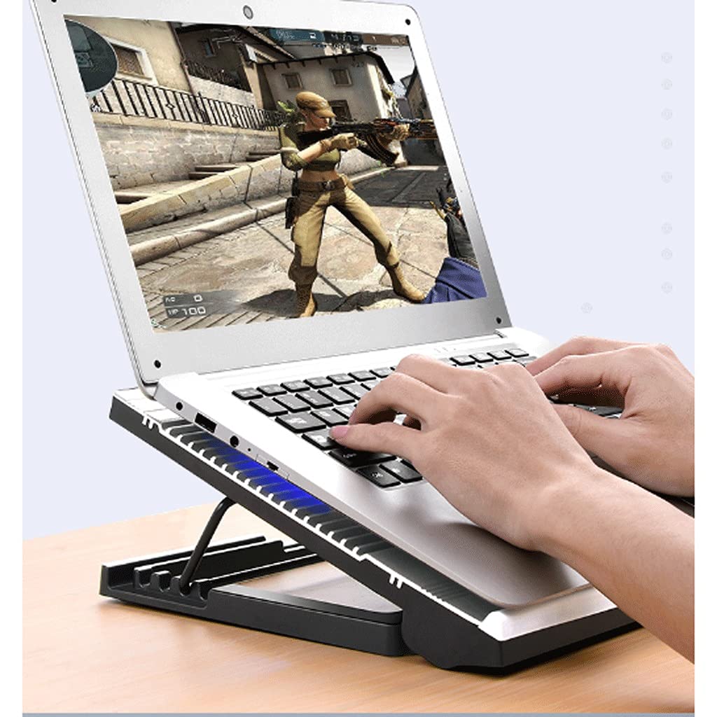 Laptop Cooling Pad, LED Lüfter, Vierwege, LCD Display Controller, Netzteil, Bis zu 17, Anti Rutsch Matte, Schwarzes Gitter