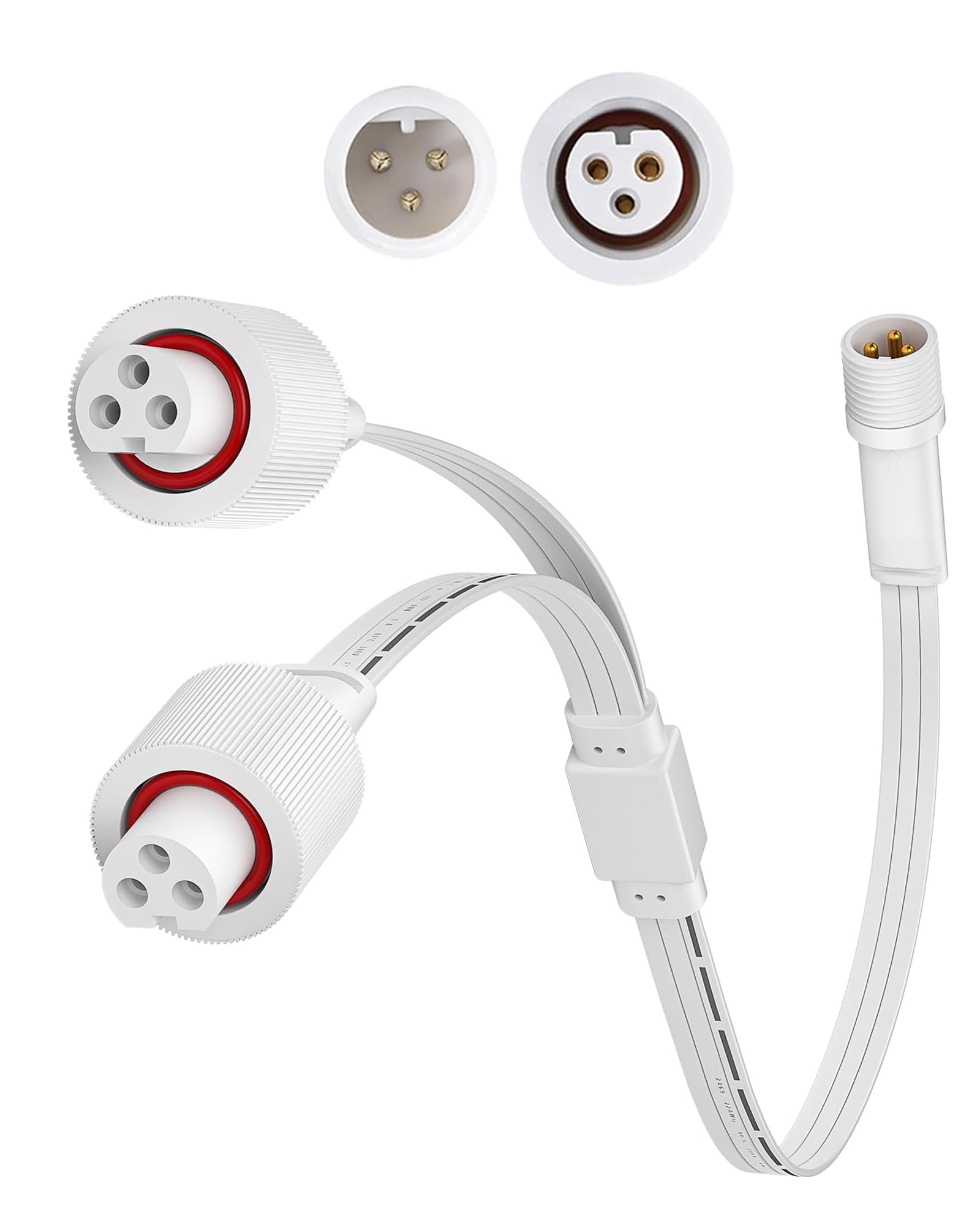 1 Male to 2 Females Y-Splitter Compatible with Govee Permanent Outdoor Lights, Y-Shaped Extension Cable Compatible with Govee H705A H705B H705C 3 Pin Permanent Outdoor Lights