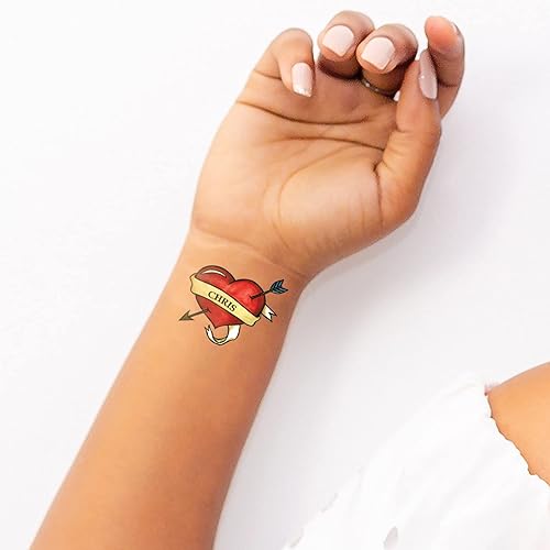 Miniatura 4 de Tatuajes temporales tradicionales de corazón de amor  Paquete de 5  Estilo Cupido de San Valentín  Seguro para la piel  Fabricado en los Estados