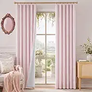 HOMEIDEAS Light Pink Pinch Pleated Curtains 100% Blackout,Linen Blend Luxury Thermal Insulated with Adjustable Hooks, for Living Room Bedroom Modern Farmhouse Decor, 40" Wx84 L 2 Panels