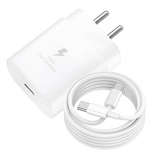 25W Charger for Samsung with Type-C to C Cable | Super Fast Charging PD Adapter for Galaxy S26/S25 Ultra, S24 FE, A56/A36/A16, M15/M17/M55 5G, F15/F55/Z Fold & S/A/M/F/Z Series Phones - BIS Certified
