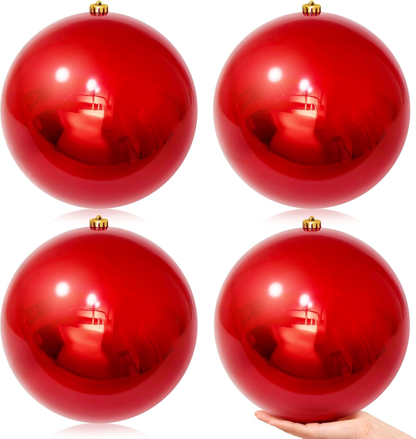 8 Pcs Large Christmas Ball Ornaments 8 Inch UV Resistant and Waterproof Shatterproof Ball Outdoor Shiny Big Christmas Tree Hanging Ornaments Decorations for Indoor Outdoor(Red) 8 Inch Red 8