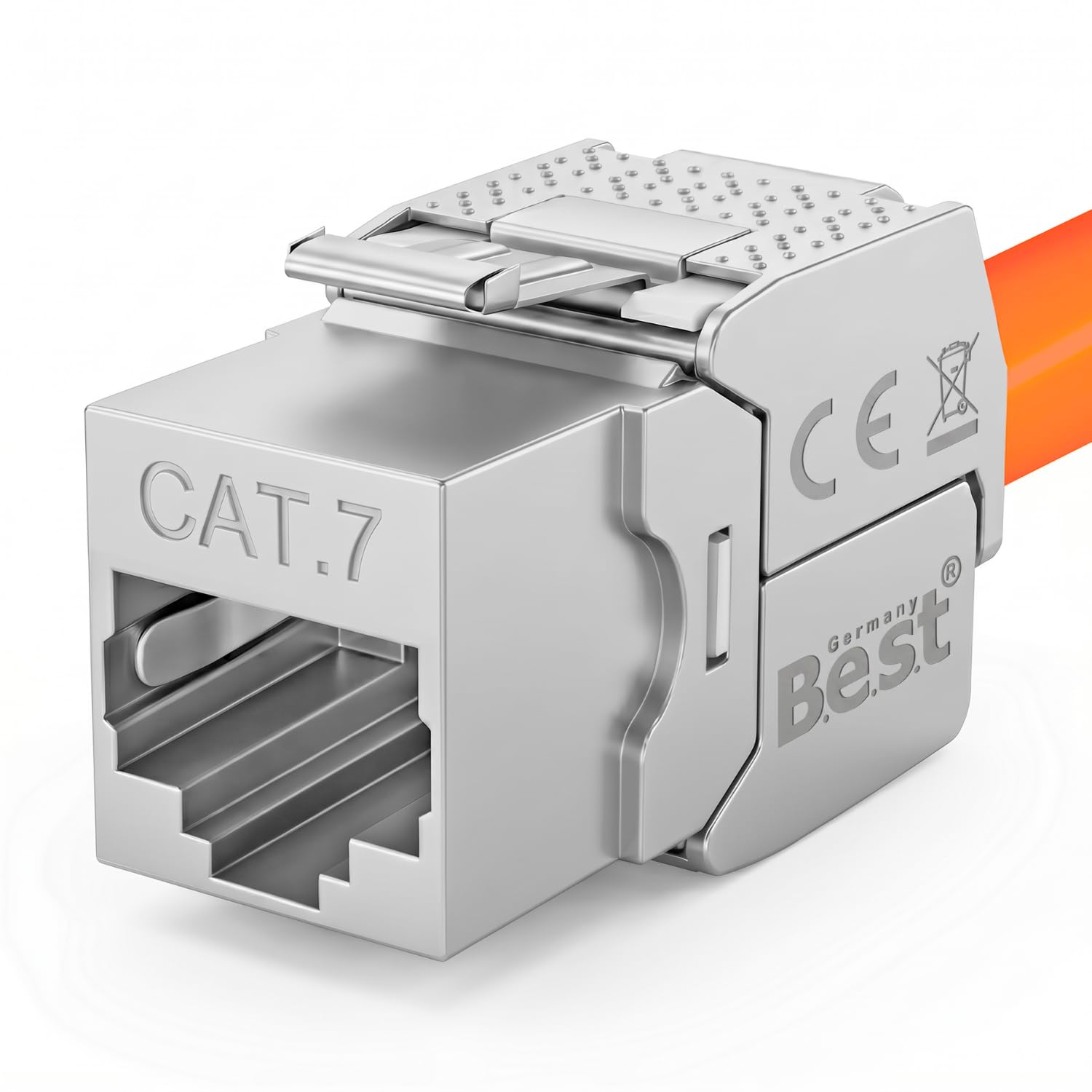 12x CAT 7 Keystone Netzwerkmodul RJ45 – High-Speed Keystone Buchse, werkzeugfreie Montage, 10 Gbit/s, STP geschirmt, vergoldete Kontakte, kompatibel mit AWG 22–26 & Patchpanel/Netzwerkdosen