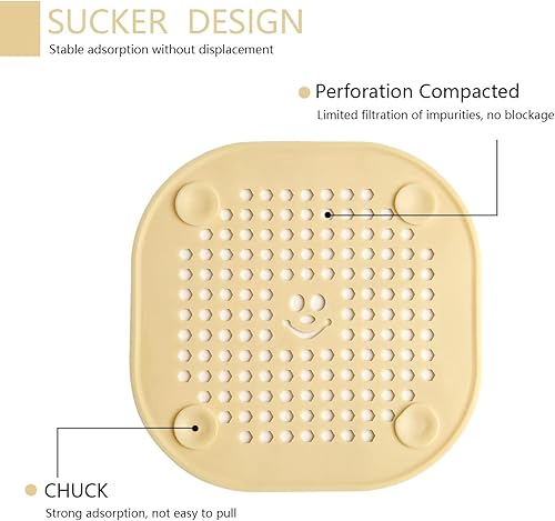 Miniatura 5 de Tapón de desagüe, tapón de drenaje, protector de drenaje para ducha, accesorios de baño, bañera, amarillo y gris, paquete de 2