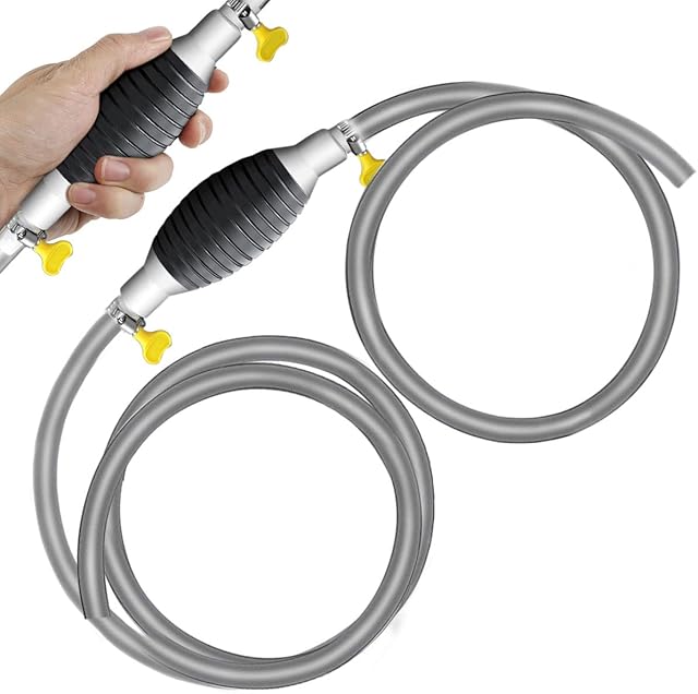 Siphon Fuel Transfer Pump, Hand Transfer Fuel Pump with 2m Syphon Hose Portable Manual Car Liquids Gas Transfer Pump Siphon Hand Pump Siphoning Kit for Gasoline/Fuel/Liquid/Water Transfer