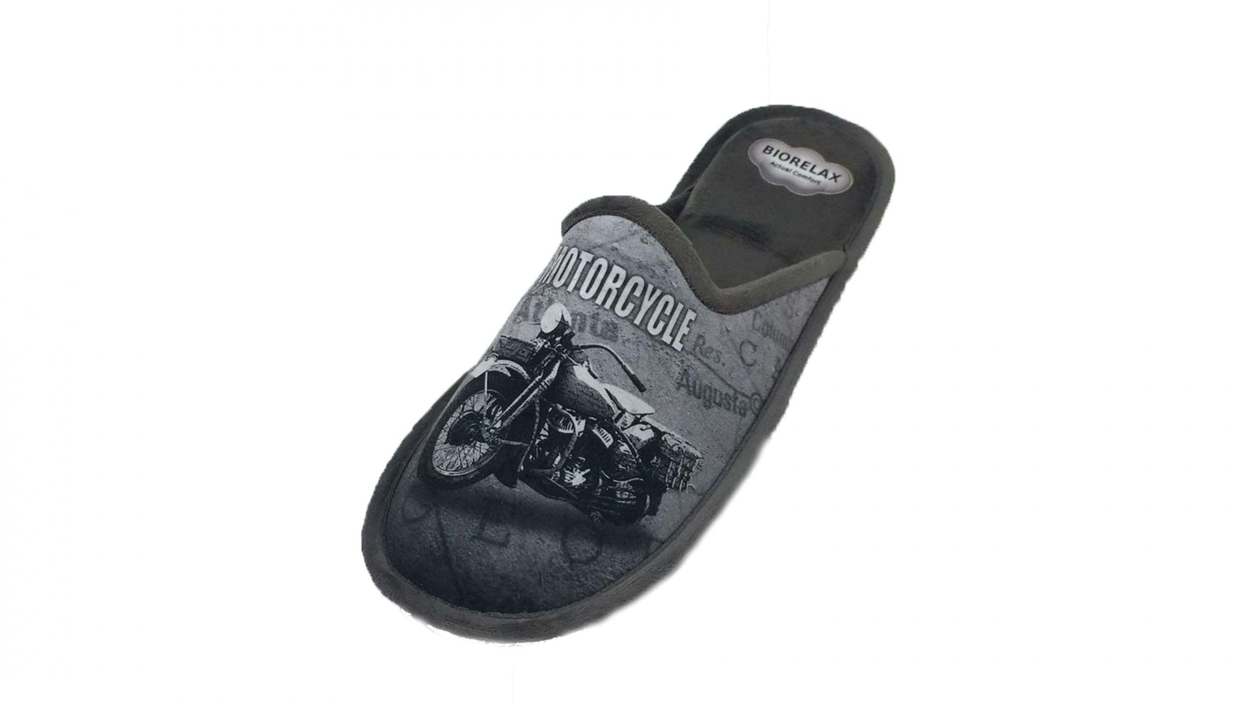 Biorelax Zapatillas de Estar por casa/Hombre Moto Gris